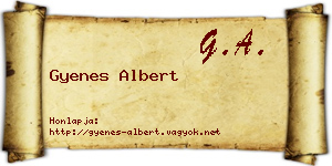 Gyenes Albert névjegykártya